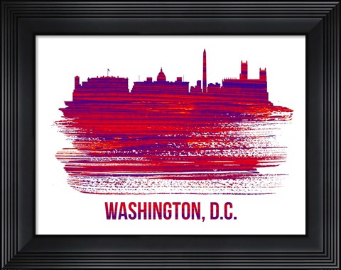Framed Washington, D.C. Skyline Brush Stroke Red Print