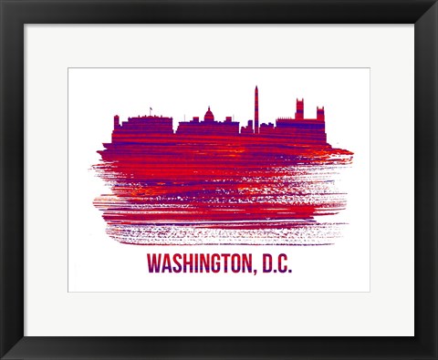 Framed Washington, D.C. Skyline Brush Stroke Red Print