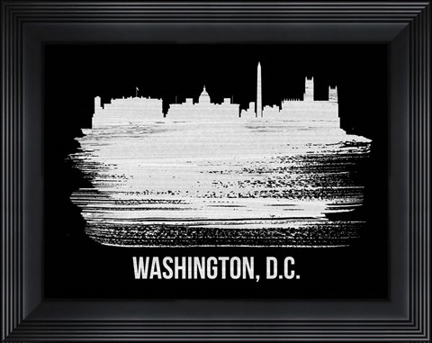 Framed Washington, D.C. Skyline Brush Stroke White Print