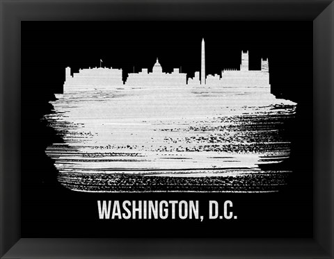 Framed Washington, D.C. Skyline Brush Stroke White Print