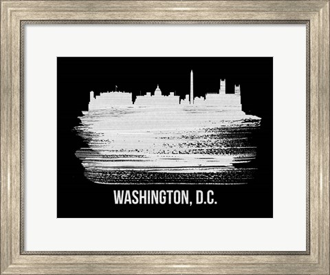 Framed Washington, D.C. Skyline Brush Stroke White Print