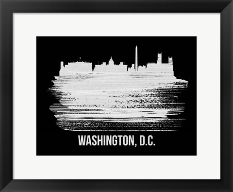 Framed Washington, D.C. Skyline Brush Stroke White Print