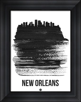 Framed New Orleans Skyline Brush Stroke Black Print