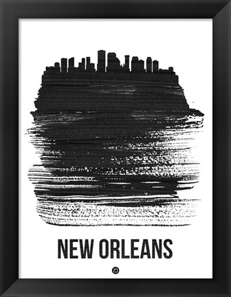 Framed New Orleans Skyline Brush Stroke Black Print