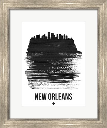 Framed New Orleans Skyline Brush Stroke Black Print