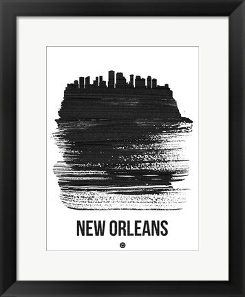 Framed New Orleans Skyline Brush Stroke Black Print