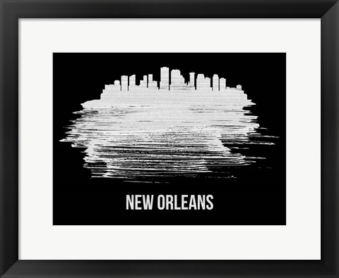 Framed New Orleans Skyline Brush Stroke White Print