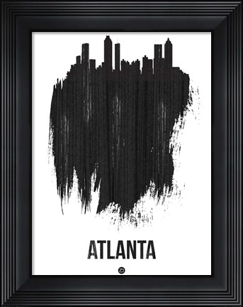 Framed Atlanta Skyline Brush Stroke Black Print