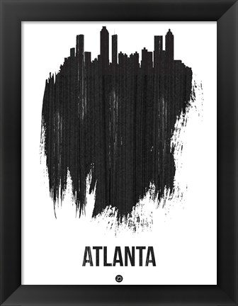 Framed Atlanta Skyline Brush Stroke Black Print