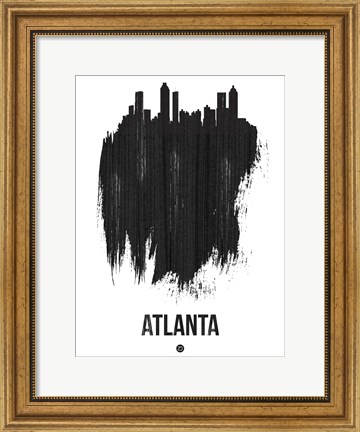 Framed Atlanta Skyline Brush Stroke Black Print