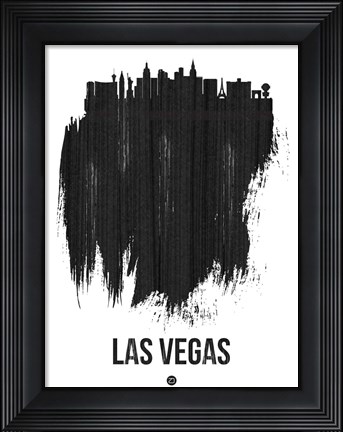 Framed Las Vegas Skyline Brush Stroke Black Print
