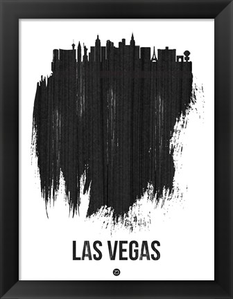 Framed Las Vegas Skyline Brush Stroke Black Print