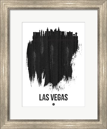 Framed Las Vegas Skyline Brush Stroke Black Print