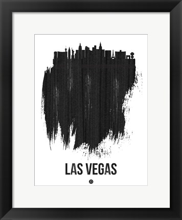 Framed Las Vegas Skyline Brush Stroke Black Print