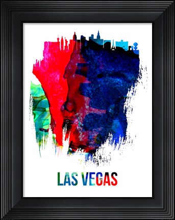 Framed Las Vegas Skyline Brush Stroke Watercolor Print