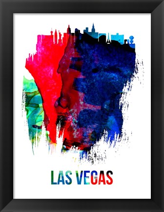 Framed Las Vegas Skyline Brush Stroke Watercolor Print