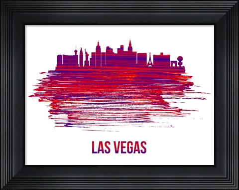 Framed Las Vegas Skyline Brush Stroke Red Print