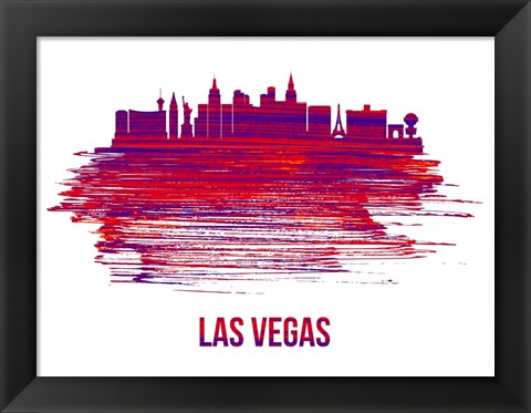 Framed Las Vegas Skyline Brush Stroke Red Print