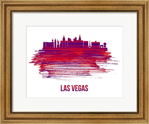 Framed Las Vegas Skyline Brush Stroke Red Print