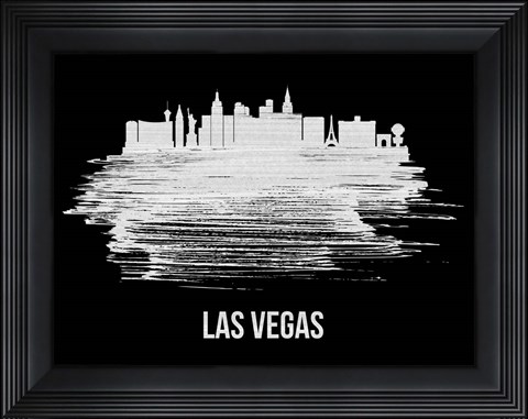Framed Las Vegas Skyline Brush Stroke White Print