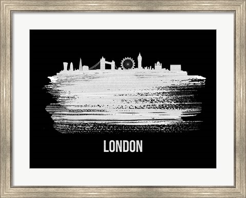 Framed London Skyline Brush Stroke White Print