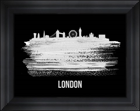 Framed London Skyline Brush Stroke White Print