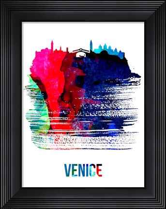 Framed Venice Skyline Brush Stroke Watercolor Print
