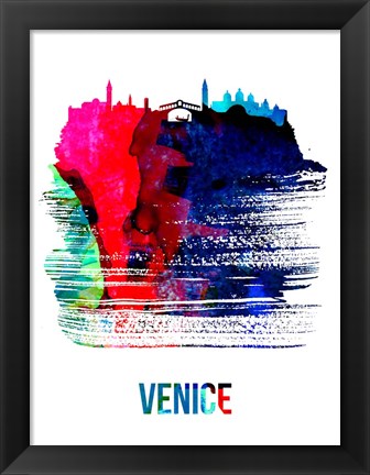 Framed Venice Skyline Brush Stroke Watercolor Print