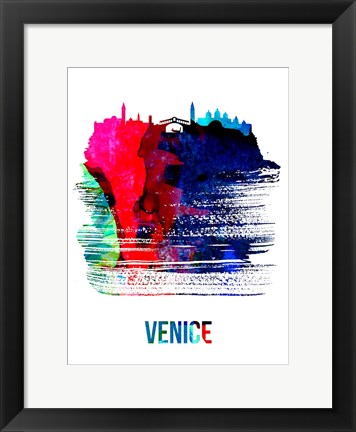 Framed Venice Skyline Brush Stroke Watercolor Print