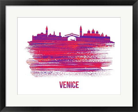 Framed Venice Skyline Brush Stroke Red Print