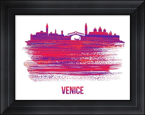 Framed Venice Skyline Brush Stroke Red Print