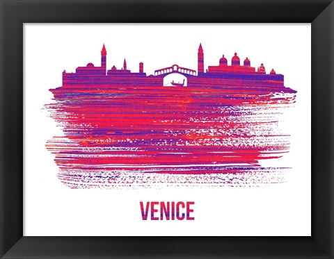 Framed Venice Skyline Brush Stroke Red Print