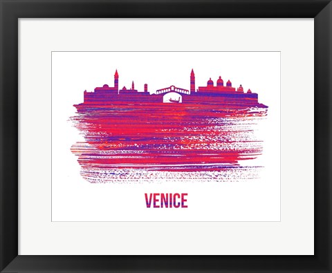 Framed Venice Skyline Brush Stroke Red Print