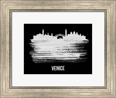 Framed Venice Skyline Brush Stroke White Print