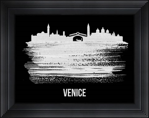 Framed Venice Skyline Brush Stroke White Print