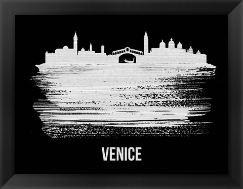 Framed Venice Skyline Brush Stroke White Print