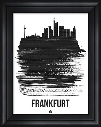 Framed Frankfurt Skyline Brush Stroke Black Print