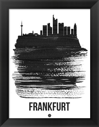 Framed Frankfurt Skyline Brush Stroke Black Print