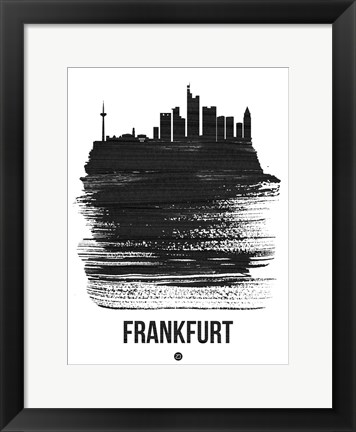 Framed Frankfurt Skyline Brush Stroke Black Print