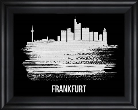 Framed Frankfurt Skyline Brush Stroke White Print