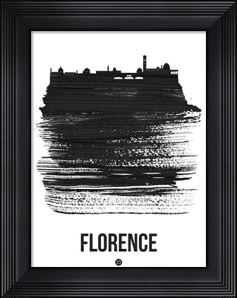 Framed Florence Skyline Brush Stroke Black Print