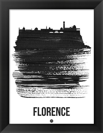 Framed Florence Skyline Brush Stroke Black Print