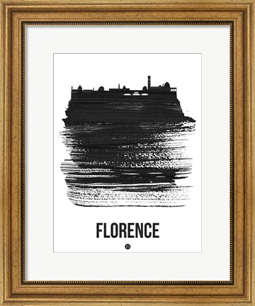 Framed Florence Skyline Brush Stroke Black Print