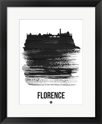 Framed Florence Skyline Brush Stroke Black Print