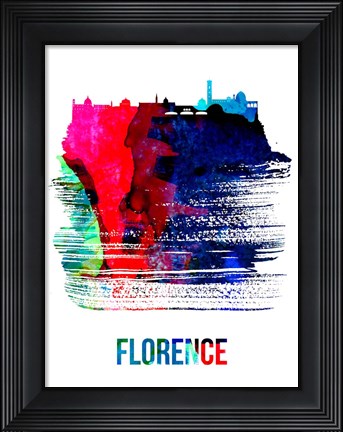 Framed Florence Skyline Brush Stroke Watercolor Print