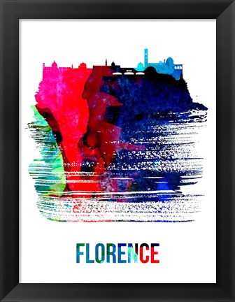 Framed Florence Skyline Brush Stroke Watercolor Print