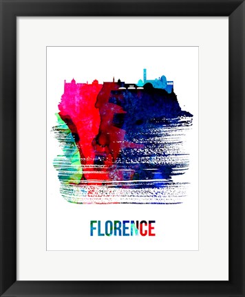 Framed Florence Skyline Brush Stroke Watercolor Print