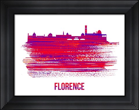 Framed Florence Skyline Brush Stroke Red Print