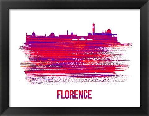 Framed Florence Skyline Brush Stroke Red Print