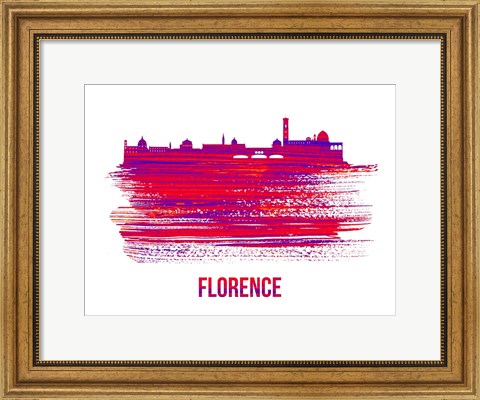 Framed Florence Skyline Brush Stroke Red Print
